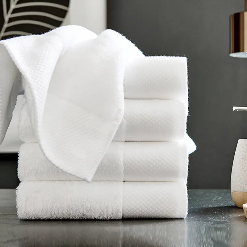4 Pack White Cotton Hand Towels 35x75cm-Soft Absorbent Bathroom Towels Set-Quick Dry Lightweight Cotton Towels