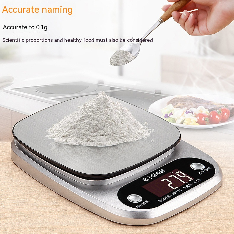 Digital Kitchen Scale Stainless Steel–High Precision Food Scale for Cooking, Baking & Portion Control, Compact Electronic Scale