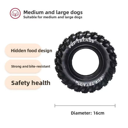 Rubber Dog Chew Toy–Heavy-Duty Interactive Tire Toy For Large Dogs