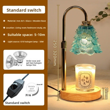 Candle Warmer Lamp - Adjustable Height Wax Melting Lamp with Timer & Glass Shade