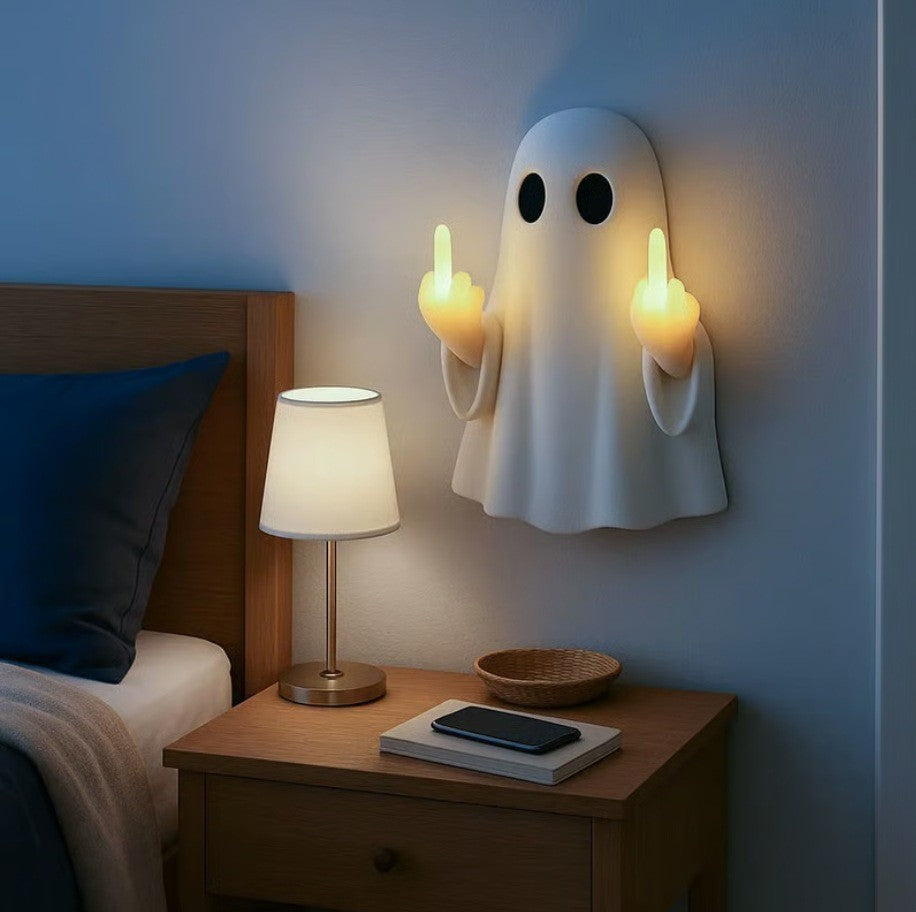 Glow-in-the-Dark Halloween Ghost Decoration – LED Resin Ornament