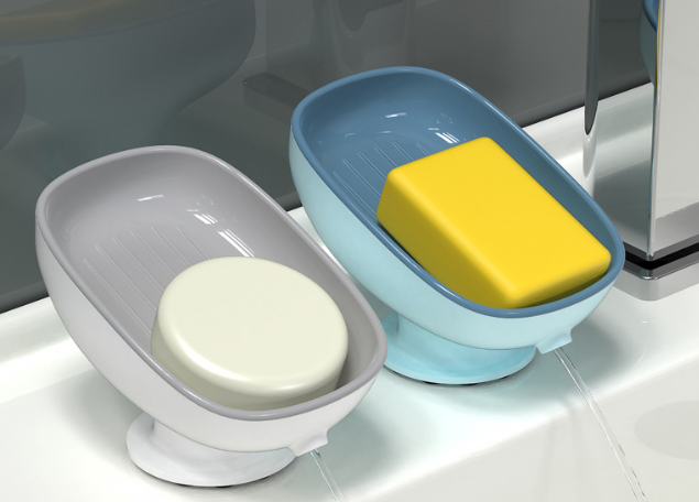 Suction Cup Soap Dish Bathroom Holder-No Drill Wall Mounted Soap Tray-Non-Slip Shower Soap Storage Rack