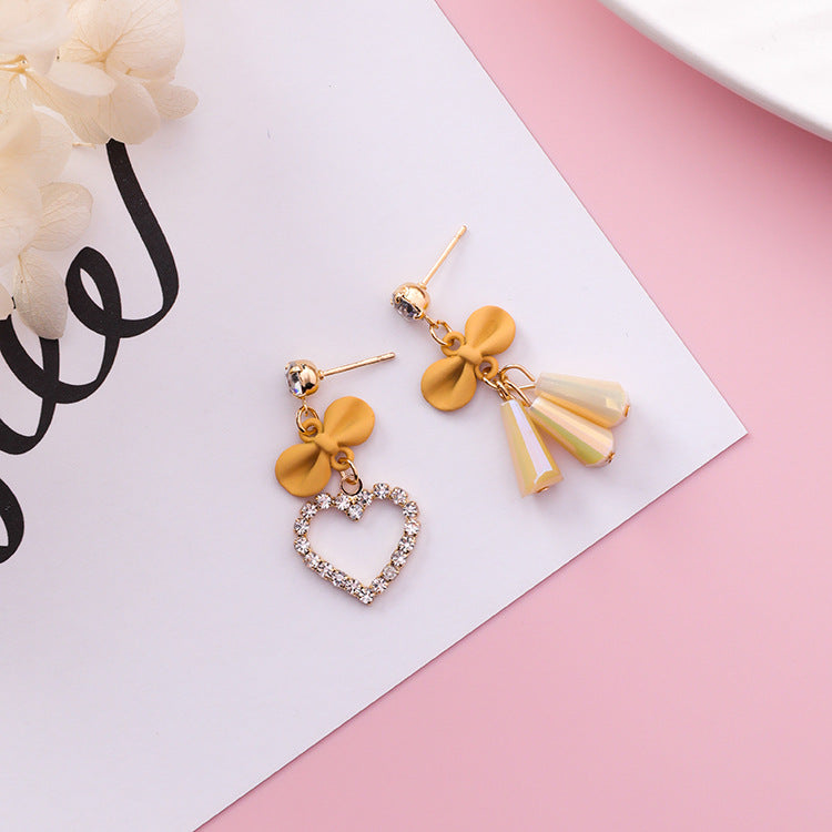 Butterfly Knot Heart Earrings–Asymmetrical Tassel Drop Earrings, Lightweight Alloy Statement Jewellery