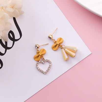 Butterfly Knot Heart Earrings–Asymmetrical Tassel Drop Earrings, Lightweight Alloy Statement Jewellery