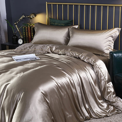 Luxury Mulberry Silk Bedding Set – Cooling Satin Quilt Cover Set