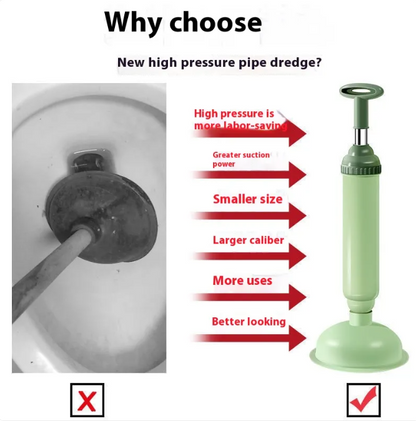 Heavy Duty Toilet Plunger-High Suction Drain Unblocker-Bathroom Clog Remover with Ergonomic Handle