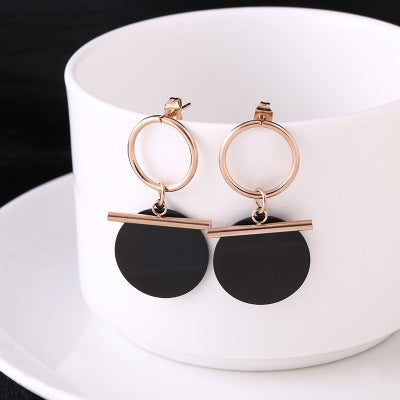 Two-Tone Rose Gold Earrings–Geometric Alloy Earrings, Electroplated Non-Fading Statement Jewellery
