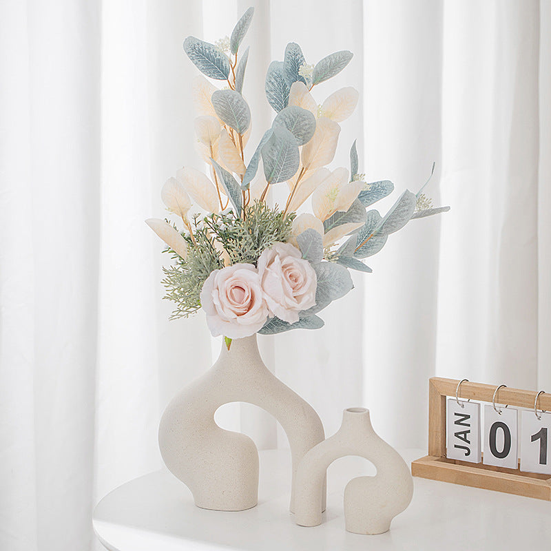 Nordic Ceramic Vase–Minimalist Matte White Flower Vase, Modern Home Decor for Living Room & Table