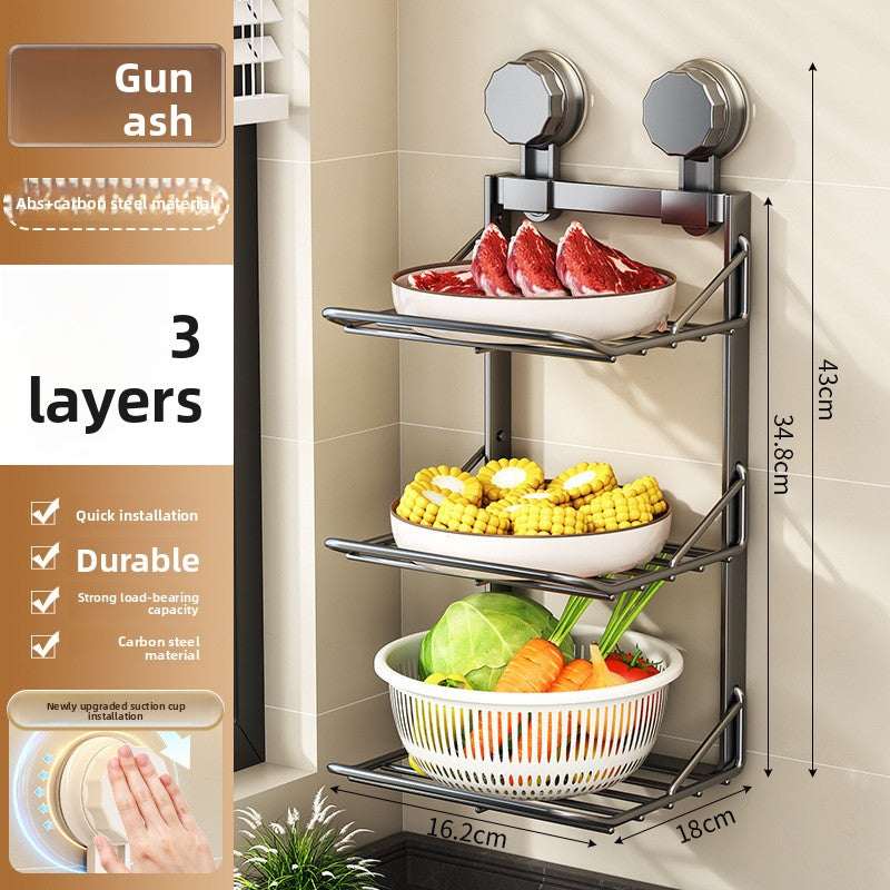 3-Tier Wall-Mounted Kitchen Storage Rack – No-Drill Organiser Shelf