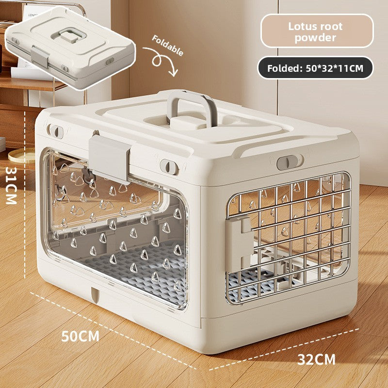 Foldable Pet Carrier Cage - Portable Travel Crate for Small to Medium Dogs & Cats