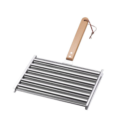 Stainless Steel Sausage Roller Grill - Portable Rotating Hot Dog BBQ Rack for Camping