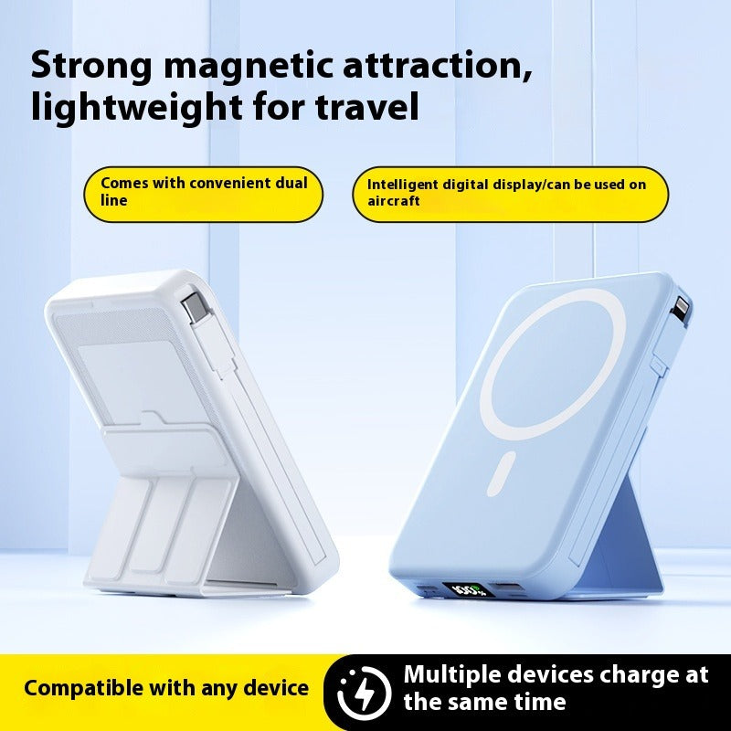 10000mAh Magnetic Wireless Power Bank–Fast Charging Portable Charger with Built-In Cable