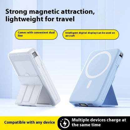 10000mAh Magnetic Wireless Power Bank–Fast Charging Portable Charger with Built-In Cable