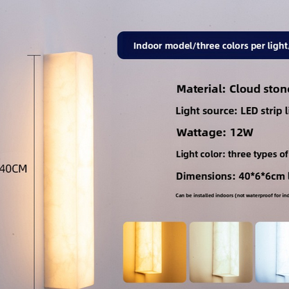 Modern Marble Or Marble Look LED Wall Light - Minimalist Long Wall Lamp for Bedroom & Living Room