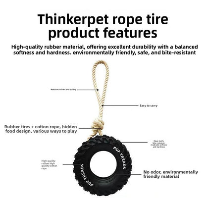 Rubber Dog Chew Toy–Heavy-Duty Interactive Tire Toy For Large Dogs
