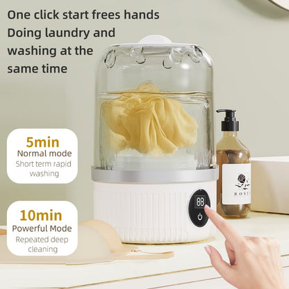 Portable Mini Washing Machine-Wireless Automatic Laundry Washer for Underwear & Socks-Compact Travel Washer for Delicates