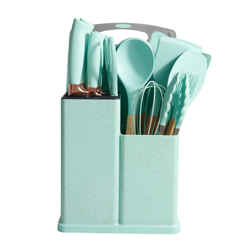 19-Piece Silicone Kitchen Utensil Set–Non-Stick Cooking Tools with Beech Wood Handles, Heat Resistant Kitchen Set