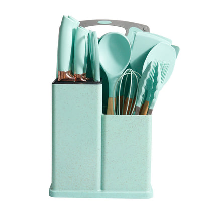 19-Piece Silicone Kitchen Utensil Set–Non-Stick Cooking Tools with Beech Wood Handles, Heat Resistant Kitchen Set