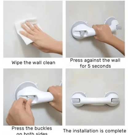 Suction Grab Handle for Bathroom-Non-Slip Safety Support Bar-Vacuum Suction Grip Handle for Shower, Glass & Tiles