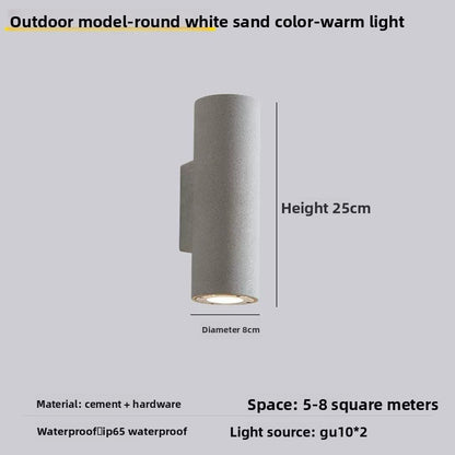 Cement Sandstone Outdoor Wall Light | Modern Waterproof Dual Head LED Exterior Wall Lamp