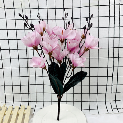 Artificial Magnolia Silk Flower Bouquet–Luxury Faux Floral Arrangement for Home & Wedding Décor
