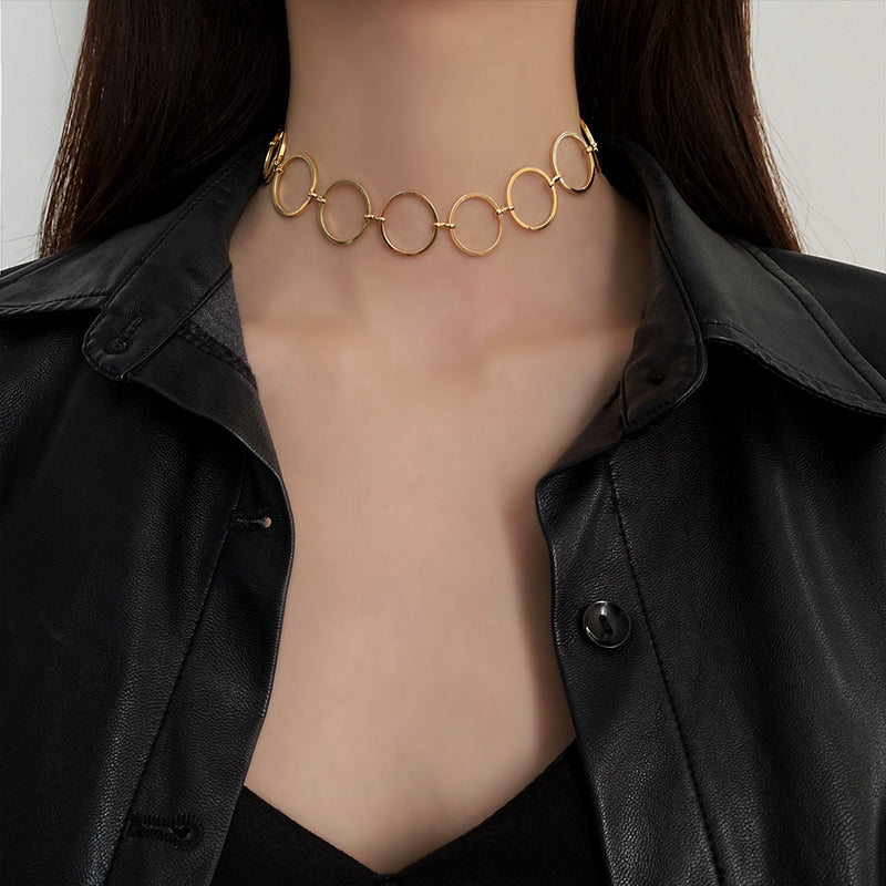 Lockable Collar Necklace–Adjustable Gold & Silver Chain Necklace, Minimalist Statement Jewellery for Women