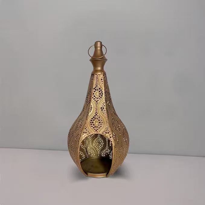 Moroccan Iron Lantern Candle Holder–Vintage Hollow Metal Lantern for Home Décor & Ambient Lighting