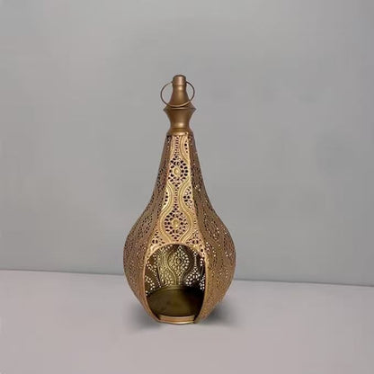 Moroccan Iron Lantern Candle Holder–Vintage Hollow Metal Lantern for Home Décor & Ambient Lighting