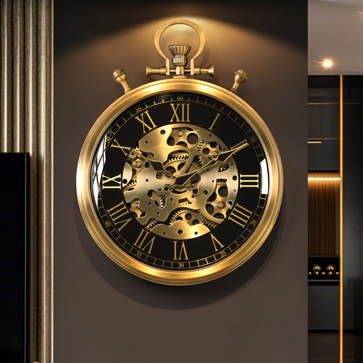 Industrial Gear Wall Clock - Silent Quartz Steampunk Metal & Glass Decorative Clock
