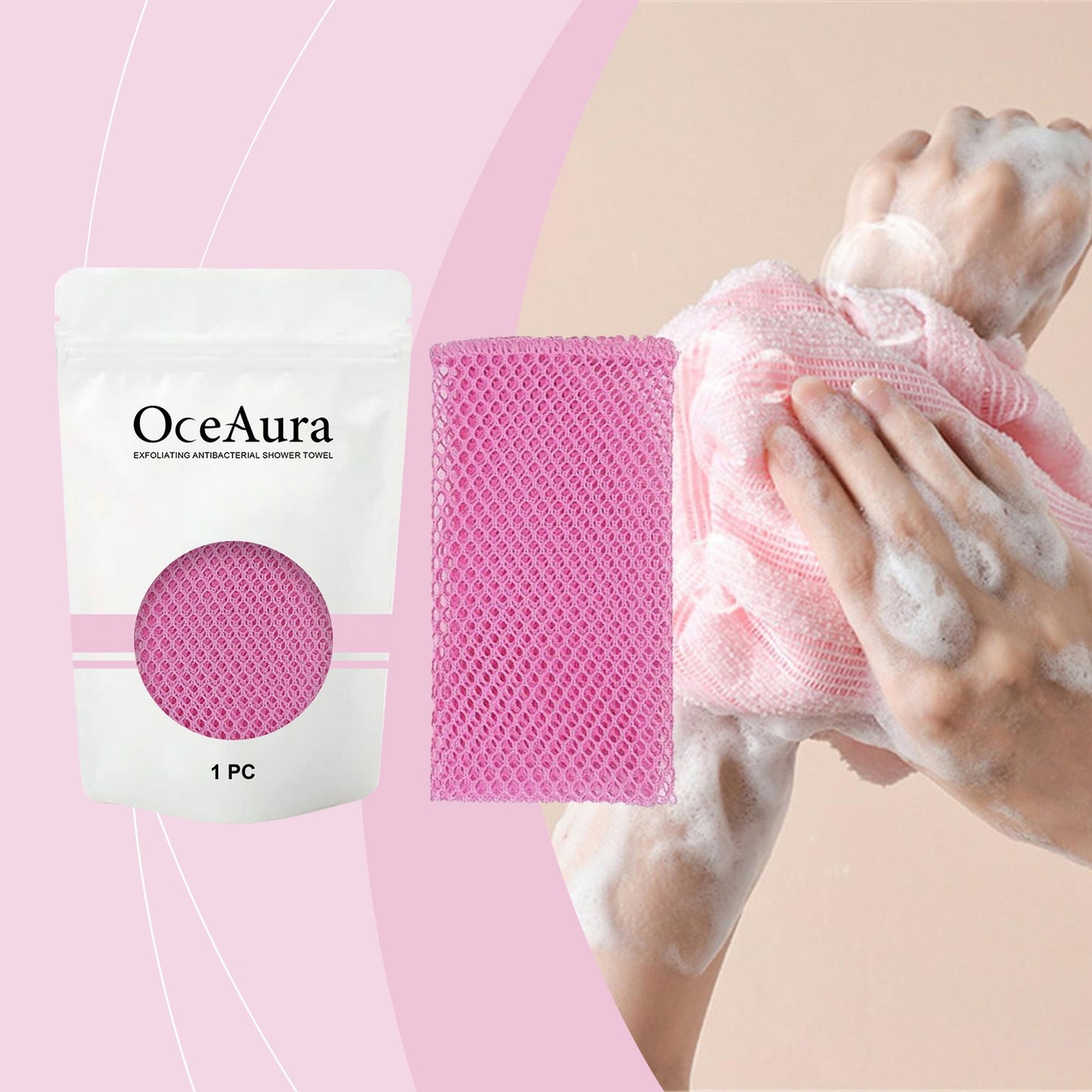 Exfoliating Shower Towel-Deep Clean Body Scrubber Cloth-Back Scrubber for Smooth Skin