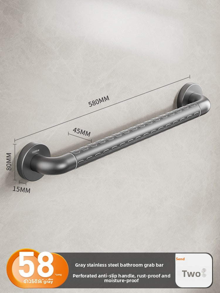 Stainless Steel Bathroom Grab Bar - Wall Mounted Safety Support Rail with Optional Luminous Ring