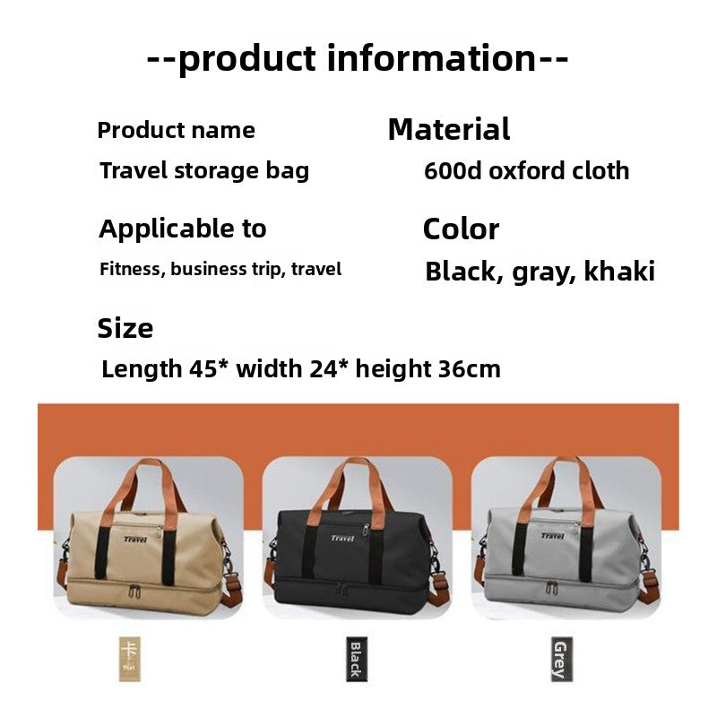 Waterproof Gym Duffle Bag–Large Capacity Travel Bag with Dry & Wet Separation