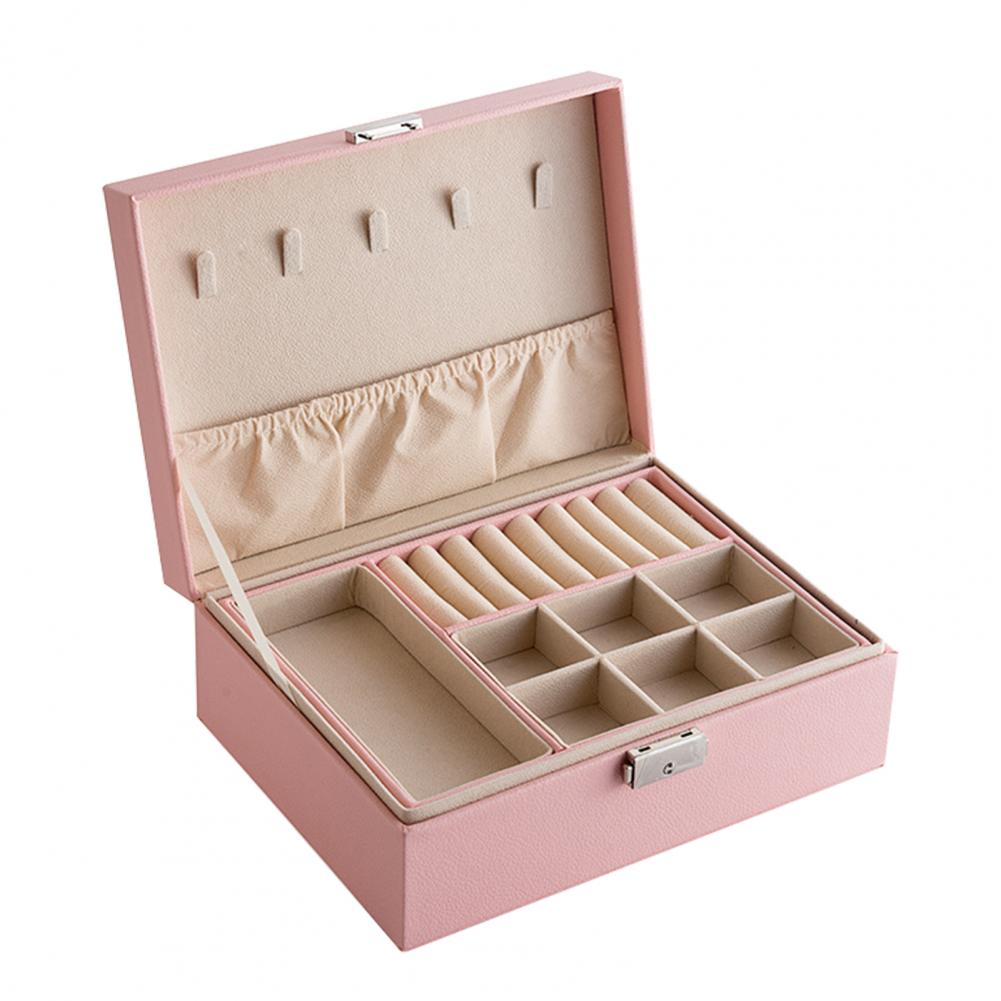 Double Layer Jewelry Box–Portable Leather Jewellery Organiser Case for Rings, Earrings, Necklaces & Watches (Travel Storage Case)