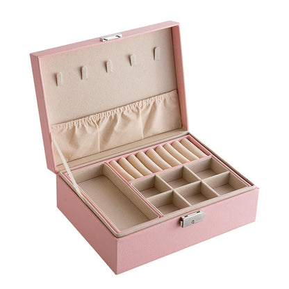 Double Layer Jewelry Box–Portable Leather Jewellery Organiser Case for Rings, Earrings, Necklaces & Watches (Travel Storage Case)