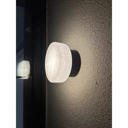 Natural Marble LED Wall Light - Italian-Inspired Round 3 Colour Bedside Wall Lamp