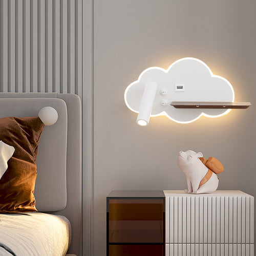 Modern Shaped LED Wall Reading Light with USB - Dimmable Bedside Wall Lamp