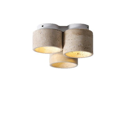 Wabi-Sabi Travertine LED Ceiling Light - Modern Stone Flush Mount Ceiling Lamp