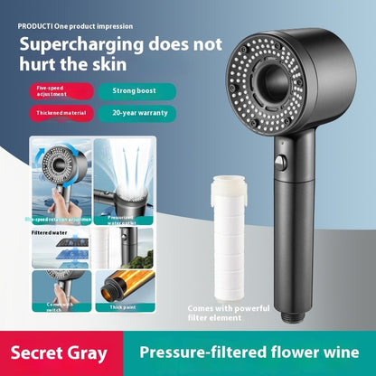 High Pressure Shower Head with Filter-Handheld Spray Shower with One-Click Stop-Water Saving Boost Shower Head with 12 Replacement Filters