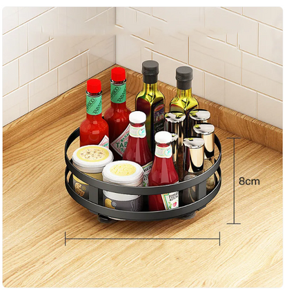 Rotating Spice Rack Organiser–360° Kitchen Turntable Storage Shelf, Metal Lazy Susan for Spices, Jars & Condiments