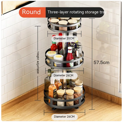 Rotating Spice Rack Organiser–360° Kitchen Turntable Storage Shelf, Metal Lazy Susan for Spices, Jars & Condiments