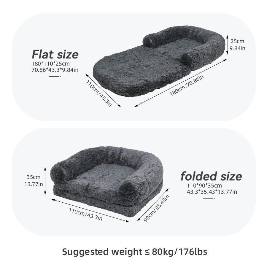 Luxury XXL Pet Sofa Bed–Washable Foldable Dog & Cat Bed With Removable Cover