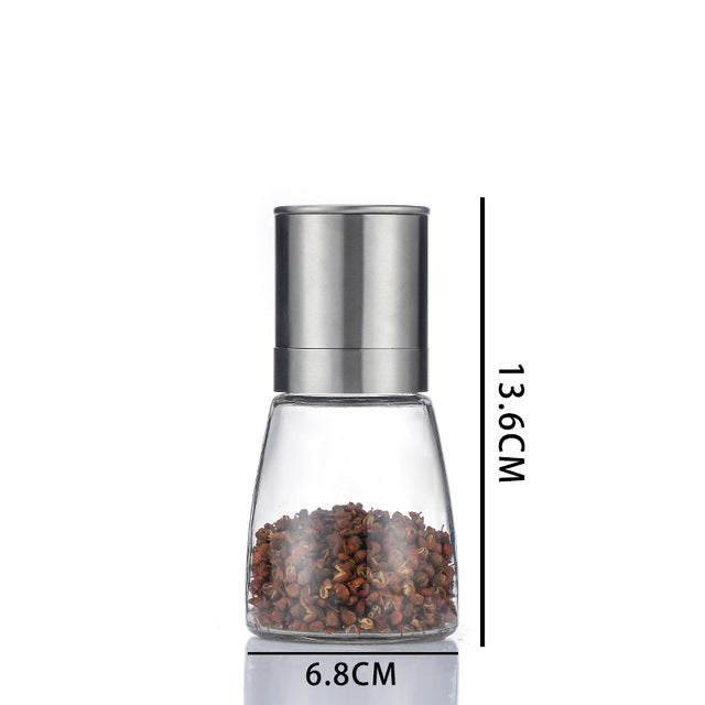 2-in-1 Stainless Steel Pepper Grinder–Double Head Salt & Pepper Mill, Manual Spice Grinder, Modern Kitchen Seasoning Tool