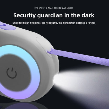 LED Retractable Dog Leash–USB Rechargeable Automatic Pet Lead For Day & Night Walks