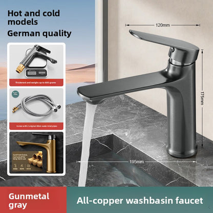 Modern Copper Basin Mixer Tap - Hot & Cold Bathroom Faucet with Ceramic Valve