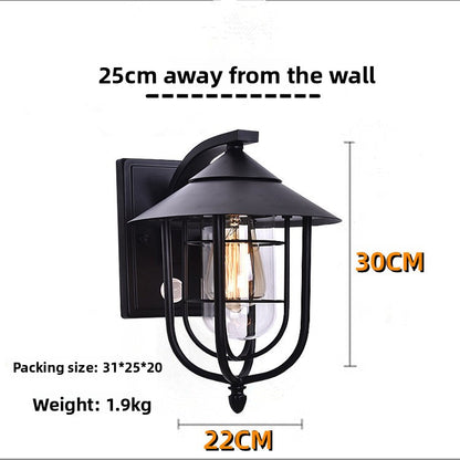Retro Outdoor Sensor Wall Light - Nordic LED Glass Wall Lamp for Courtyard & Entrance