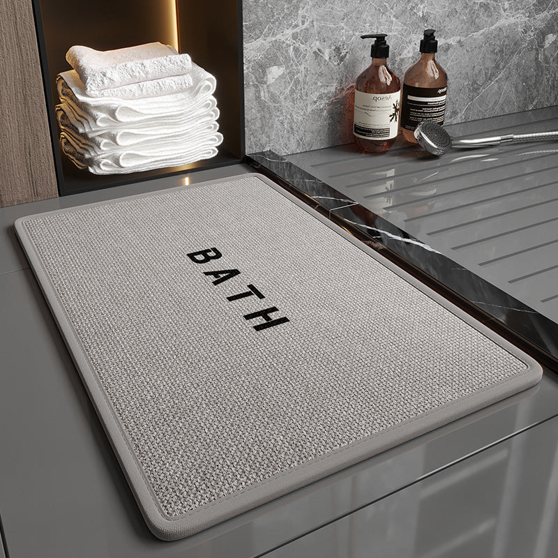 Super Absorbent Non-Slip Bath Mat - Quick Dry Linen Bathroom Floor Rug