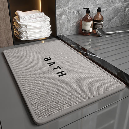 Super Absorbent Non-Slip Bath Mat - Quick Dry Linen Bathroom Floor Rug