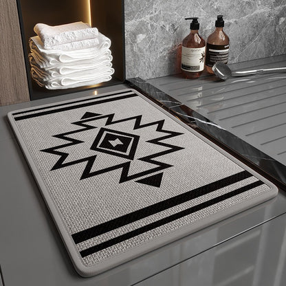 Super Absorbent Non-Slip Bath Mat - Quick Dry Linen Bathroom Floor Rug