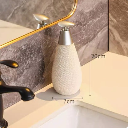 Ceramic Soap Dispenser Pump Bottle-Refillable Bathroom & Kitchen Lotion Dispenser-Luxury Shower Gel Container
