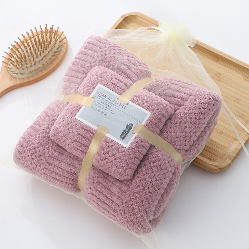 Coral Fleece Towel Set-Ultra Soft Microfiber Bath & Hand Towels-Super Absorbent Quick Dry Bathroom Towels (35x75cm & 70x140cm)
